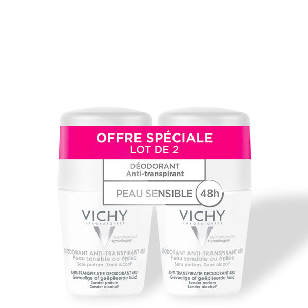 Conjunto de 2 desodorizantes de pele sensível Vichy Anti-Perspirante 48h